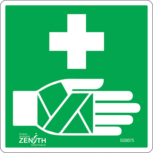 First Aid CSA Standard Safety Sign, 6" x 6", Vinyl, Pictogram