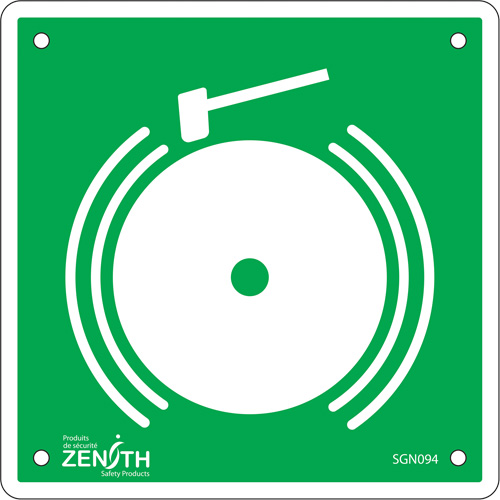 Emergency Alarm CSA Standard Safety Sign, 6" x 6", Plastic, Pictogram