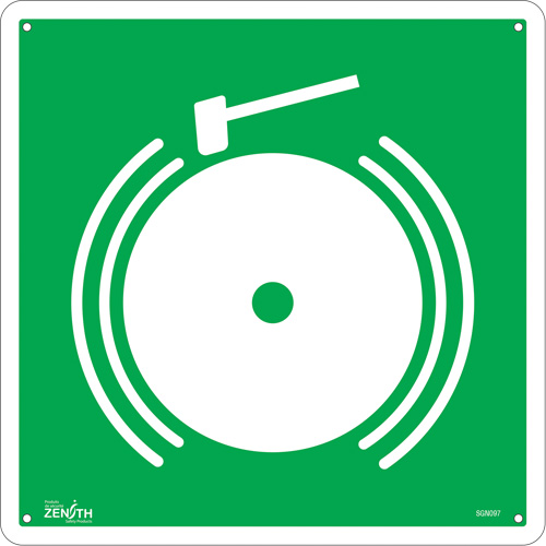Emergency Alarm CSA Standard Safety Sign, 12" x 12", Plastic, Pictogram