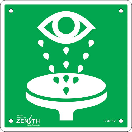 Eye Wash CSA Standard Safety Sign, 6" x 6", Plastic, Pictogram