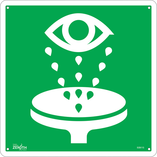 Eye Wash CSA Standard Safety Sign, 12" x 12", Plastic, Pictogram