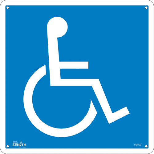 Handicap CSA Standard Safety Sign, 12" x 12", Plastic, Pictogram