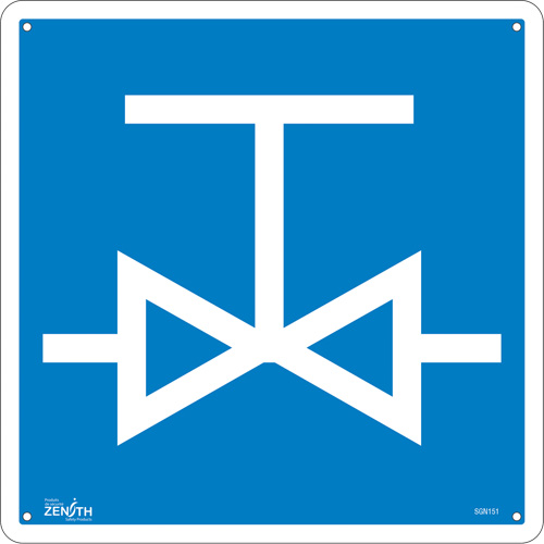 Valve CSA Standard Safety Sign, 12" x 12", Plastic, Pictogram