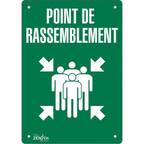 "Point de rassemblement" Sign, 20" x 14", Aluminum, French with Pictogram