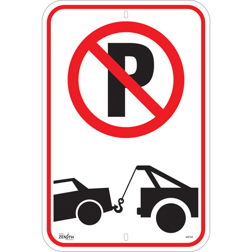 No Parking Tow Away Zone Sign, 18" x 12", Aluminum, Pictogram