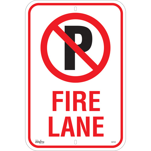 No Parking "Fire Lane" Sign, 18" x 12", Aluminum, English with Pictogram