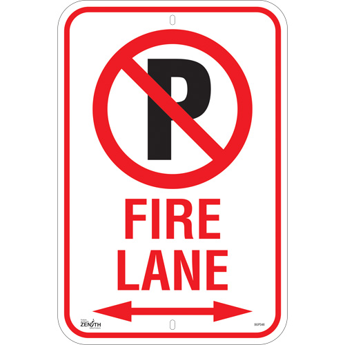 No Parking "Fire Lane" Sign, 18" x 12", Aluminum, English with Pictogram