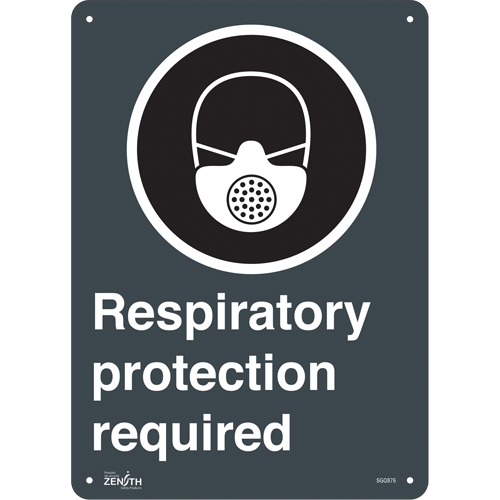 Respiratory Protection Required CSA Standard Safety Sign, 14" x 10", Plastic, English with Pictogram