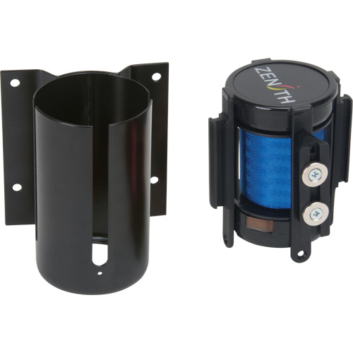 Wall Mount Barrier with Magnetic Tape, Steel, Screw Mount, 7', Blue Tape