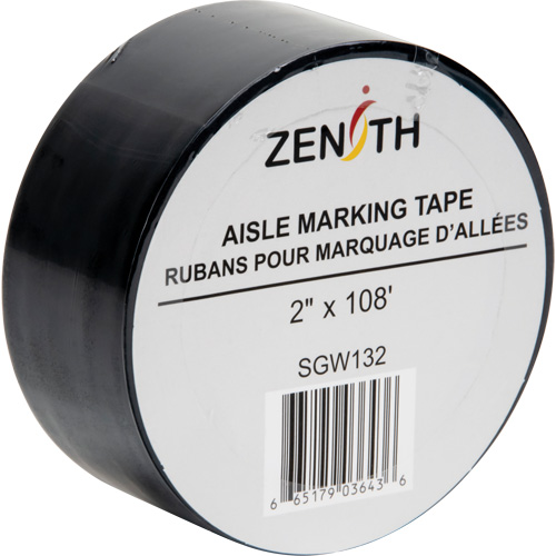 Aisle Marking Tape, 2" x 108', PVC, Black