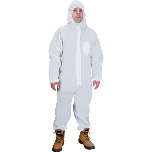 Hooded Coveralls, Medium, White, SMS