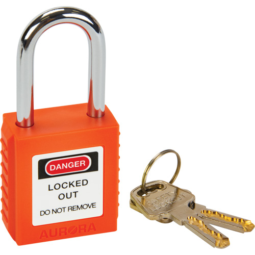 Lock for Lockouts, Safety Padlock, Keyed Different, Thermoplastic, 1-1/2" Width