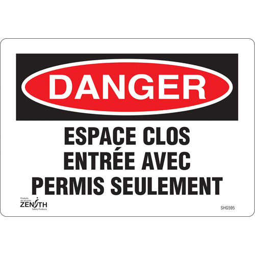 "Espace clos" Sign, 7" x 10", Vinyl, French