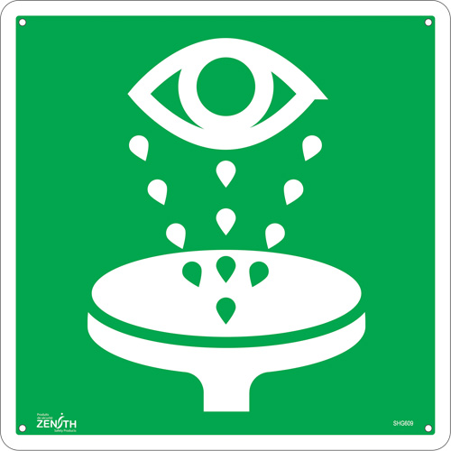 Eye Wash CSA Standard Safety Sign, 12" x 12", Aluminum, Pictogram