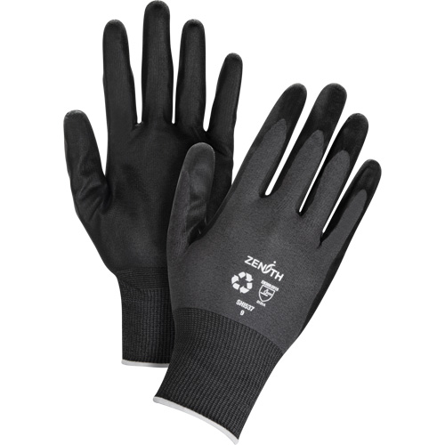 Eco-Friendly Breathable Coated Gloves, 7, Foam Nitrile Coating, 21 Gauge, Nylon/RPET Shell