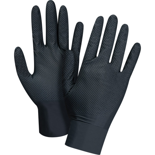 Heavyweight Tactile Grip Examination Gloves, Small, Nitrile, 8-mil, Powdered, Black