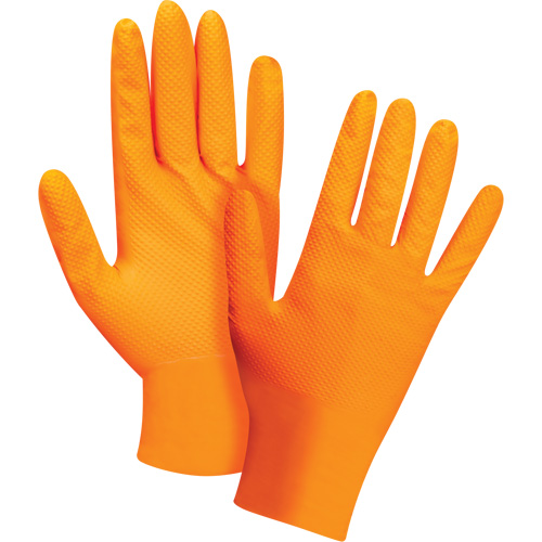 Heavyweight Tactile Grip Examination Gloves, Small, Nitrile, 8-mil, Powdered, Orange