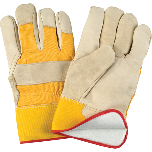 Abrasion-Resistant Winter-Lined Fitters Gloves, Large, Grain Cowhide Palm, Foam Fleece Inner Lining