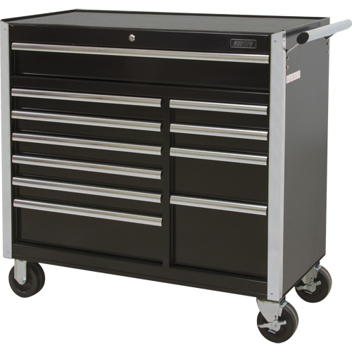 Industrial Tool Cart, 11 Drawers, 41" W x 18-3/4" D x 39-1/3" H, Black
