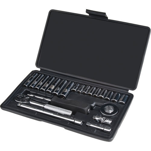 Socket Set, 22 Pcs, 1/4" Drive Size, Deep