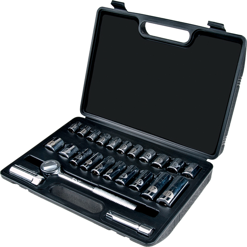 Metric Socket Set, 24 Pcs, 3/8" Drive Size, Deep