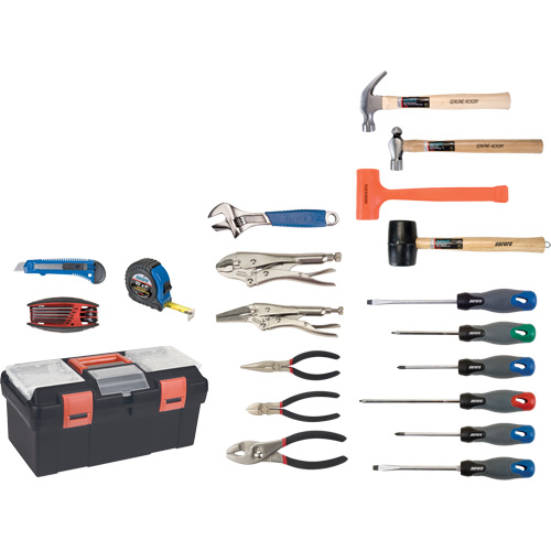 Essential Tool Set with Plastic Tool Box, 28 Pieces