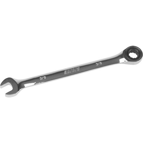 SAE Ratcheting Combination Wrench, 12 Point, 3/8", Chrome Finish