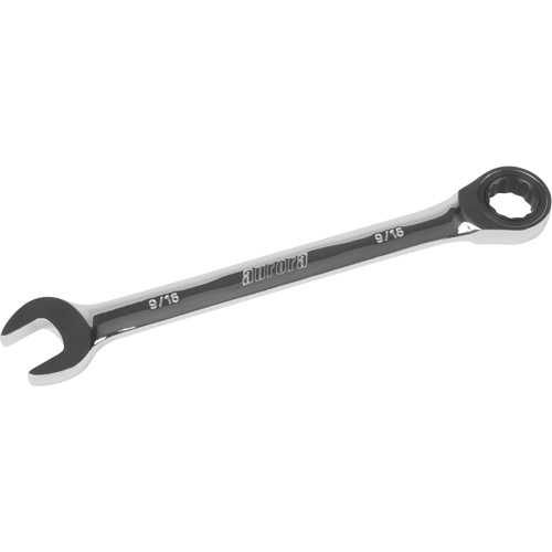 SAE Ratcheting Combination Wrench, 12 Point, 9/16", Chrome Finish