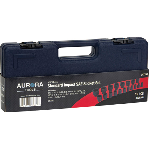 SAE Socket Set, 19 Pcs, Impact, 1/2" Drive Size