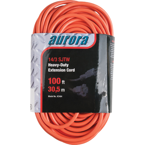 Vinyl Extension Cord, Outdoor, SJTW, 14/3 AWG, 13 A, 100'