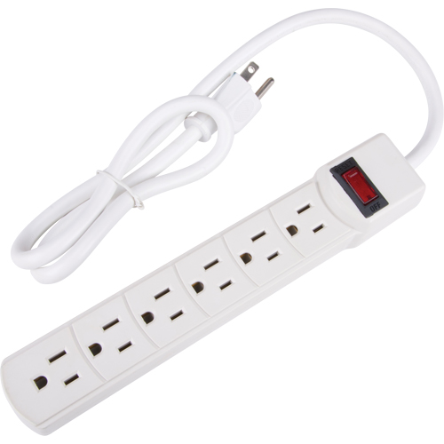 Surge Suppressor, 6 Outlets, 200 J, 1875 W, 3' Cord